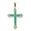 Pendentif Croix en Diamant Émeraude en Or Blanc 10KT