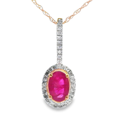 Pendentif en rubis et diamants de 0,61 ct en or jaune 10KT