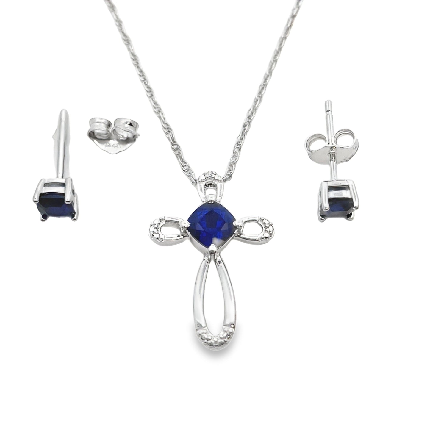 Ensemble de bijoux en saphir créé véritable en argent sterling