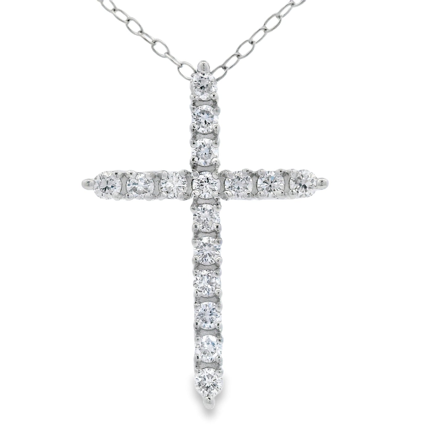 Colgante Religioso Cruz de .65ct en Plata Esterlina