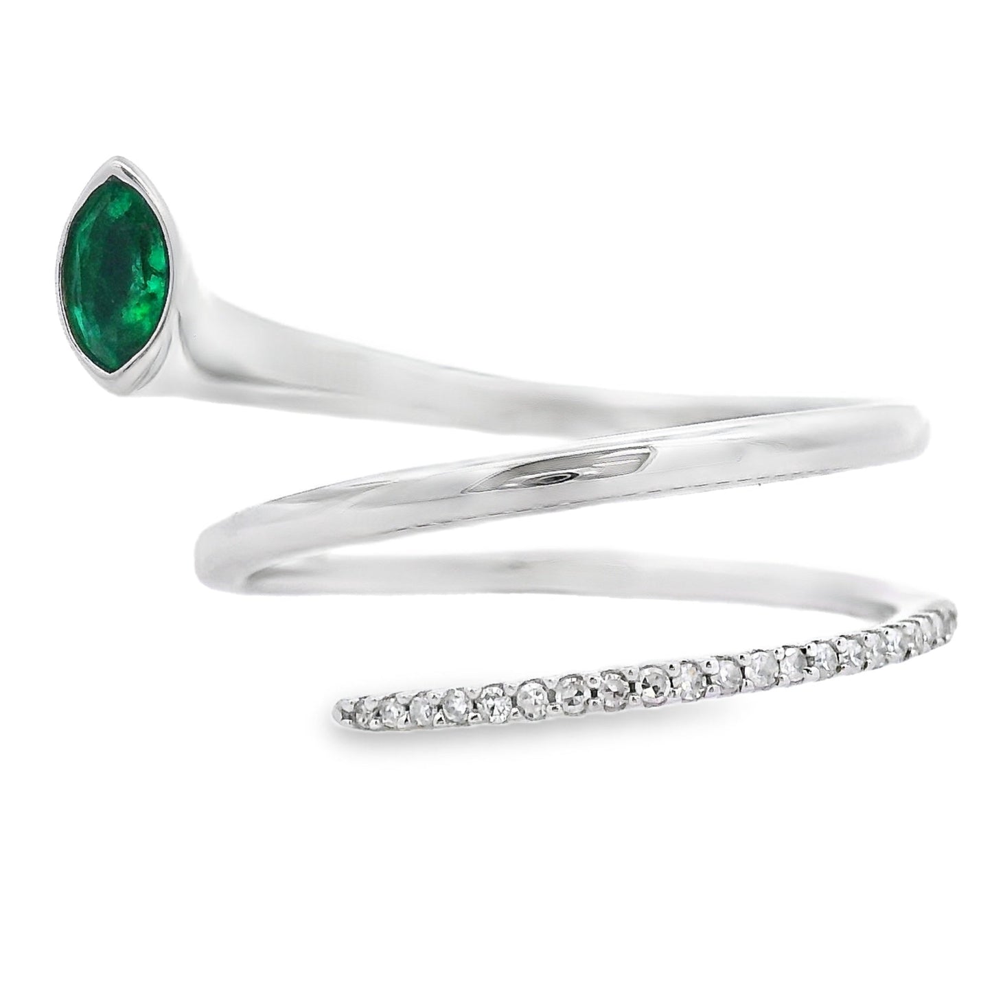 Genuine .75ct Emerald and Diamond Ring in 14KT White Gold