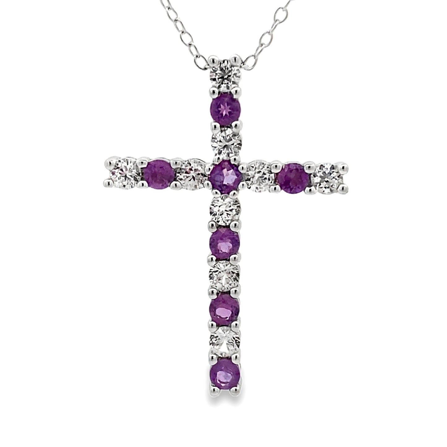 .50ct Amethyst Cross Pendant in Sterling Silver