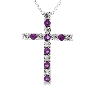 .50ct Amethyst Cross Pendant in Sterling Silver