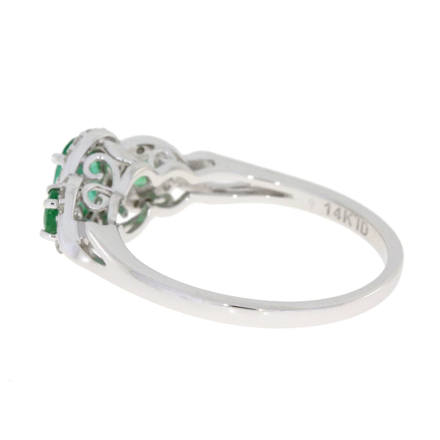 Natural .84ct Emerald Diamond Ring in 14KT White Gold