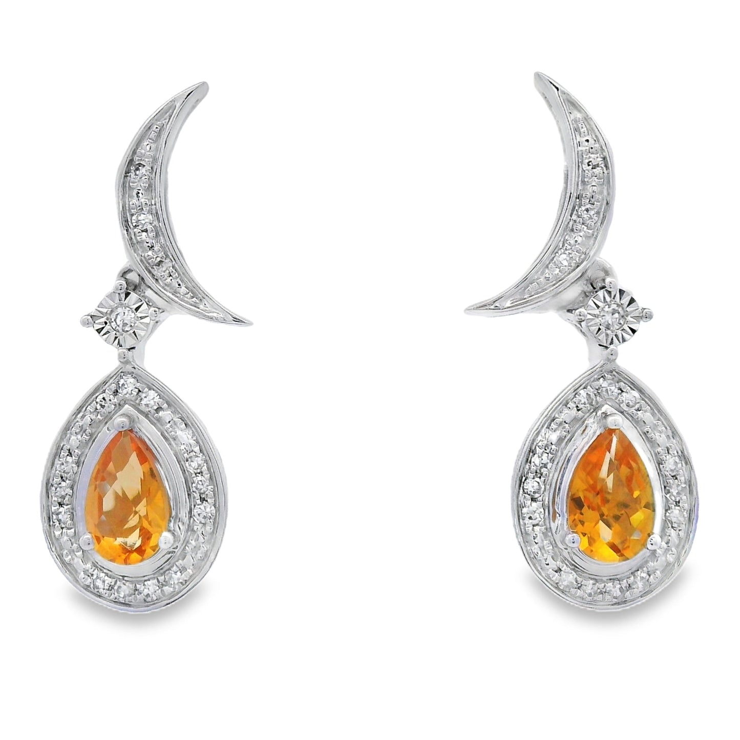 .48ct Citrine Diamond Dangle Earrings in 10KT White Gold