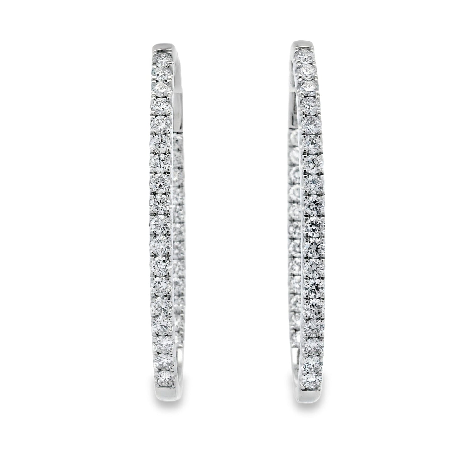 Boucles d'oreilles créoles en diamant cultivé en laboratoire de 3,00 ct en or blanc 10KT