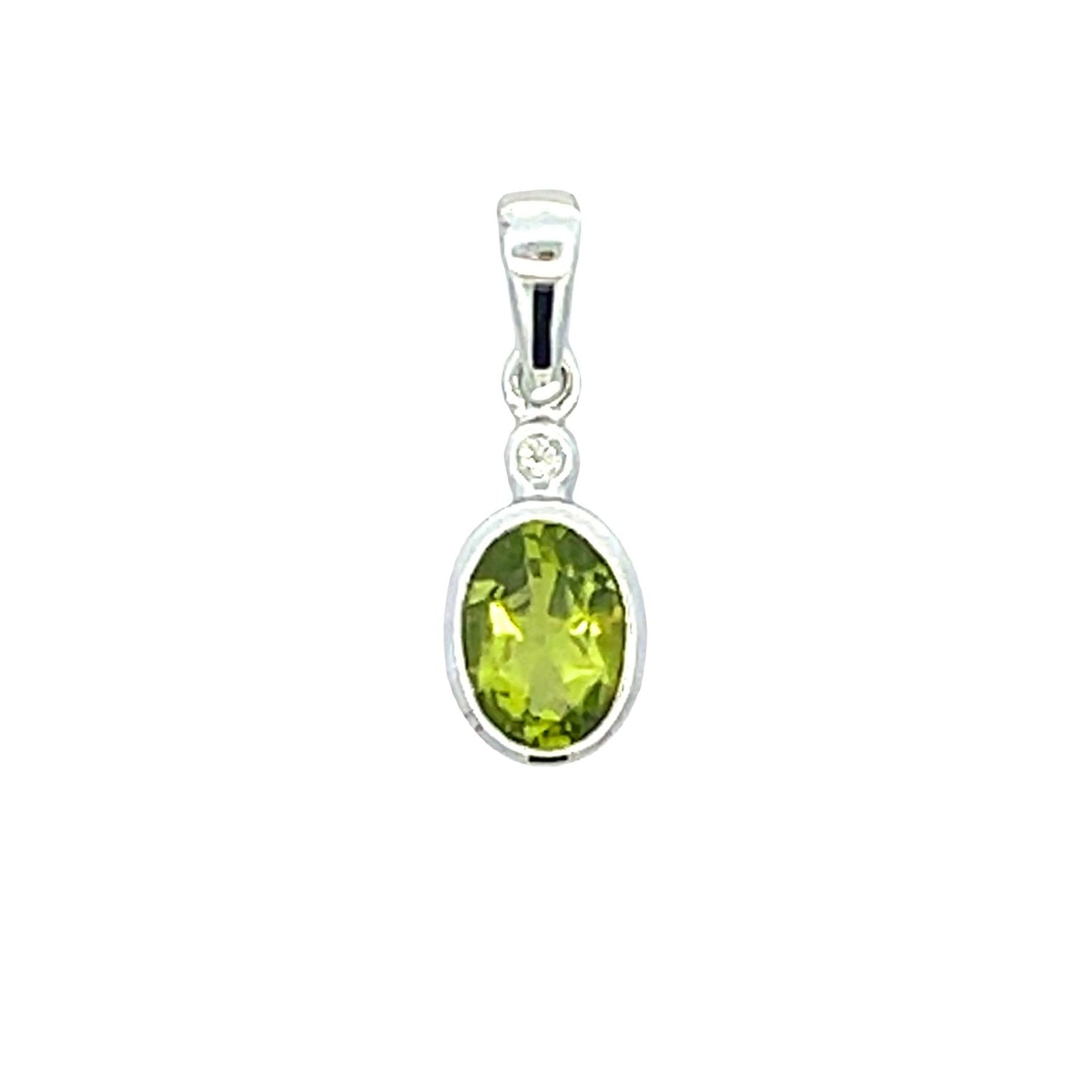 .50ct Peridot Diamond Pendant in 10KT White Gold