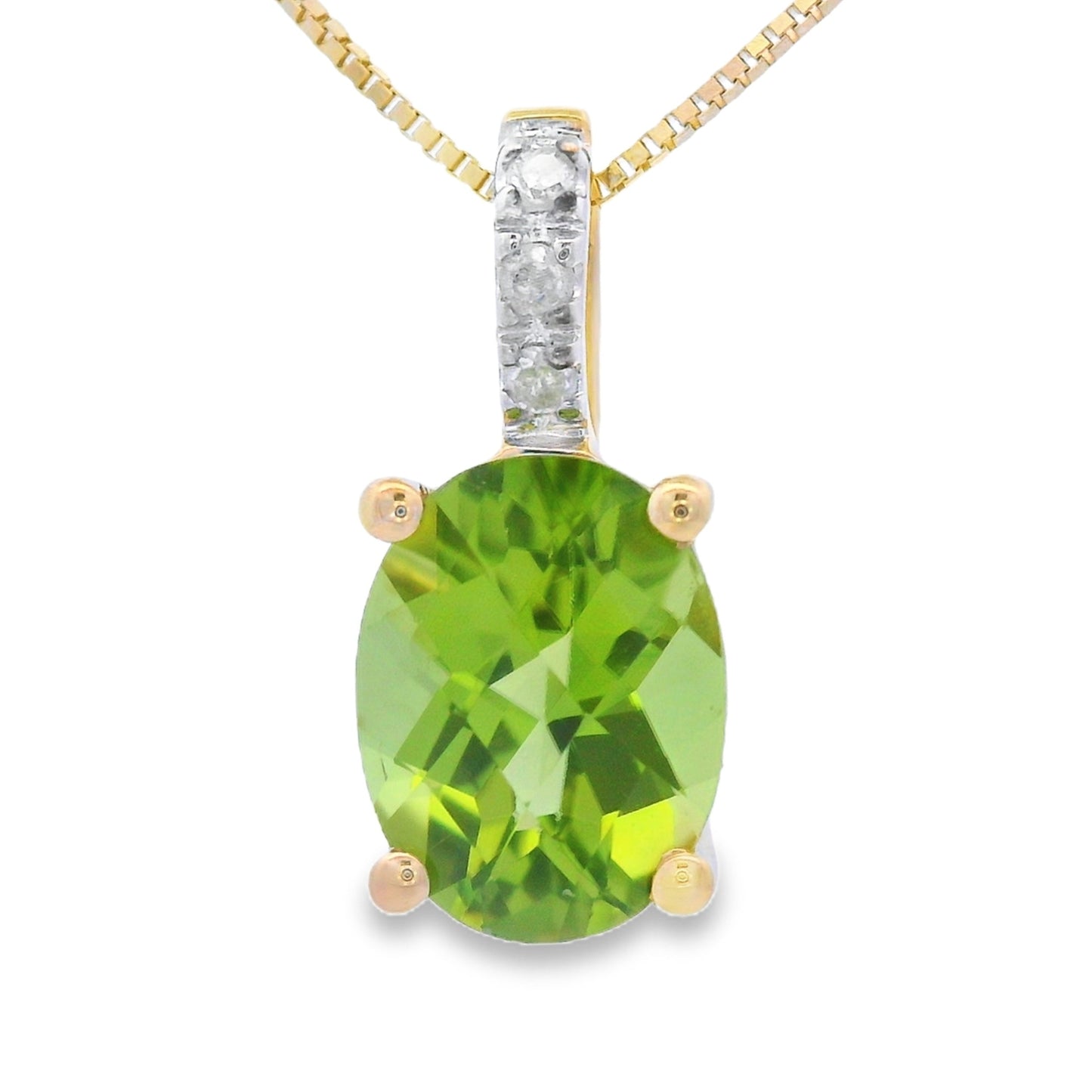 Peridot and Diamond Pendant in 10KT Yellow Gold