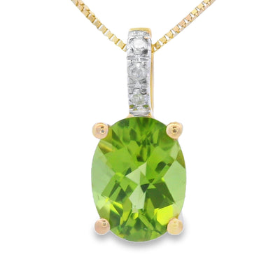 Peridot and Diamond Pendant in 10KT Yellow Gold