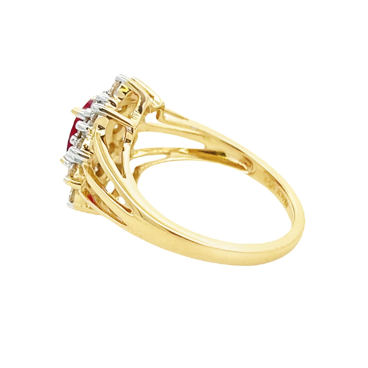 Genuine 1.65ct Ruby and Diamond Ring in 14KT Yellow Gold