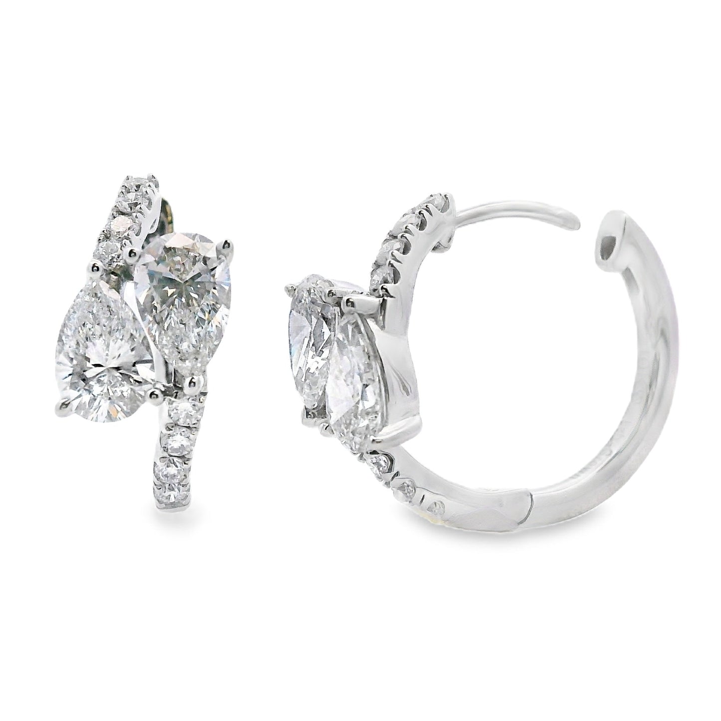 Pendientes de aro de diamante cultivado en laboratorio de 1.50ct en oro blanco de 10KT