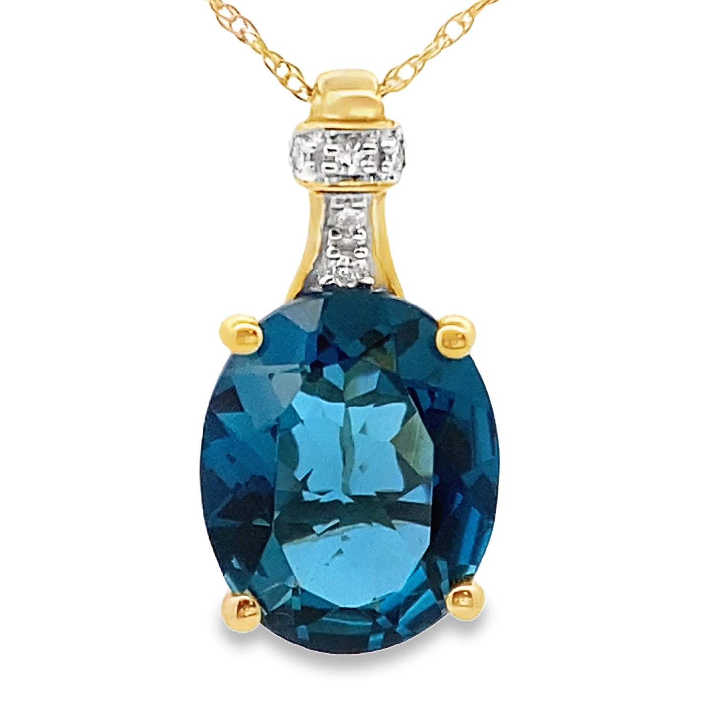 London Blue Topaz Pendant in 10KT Yellow Gold