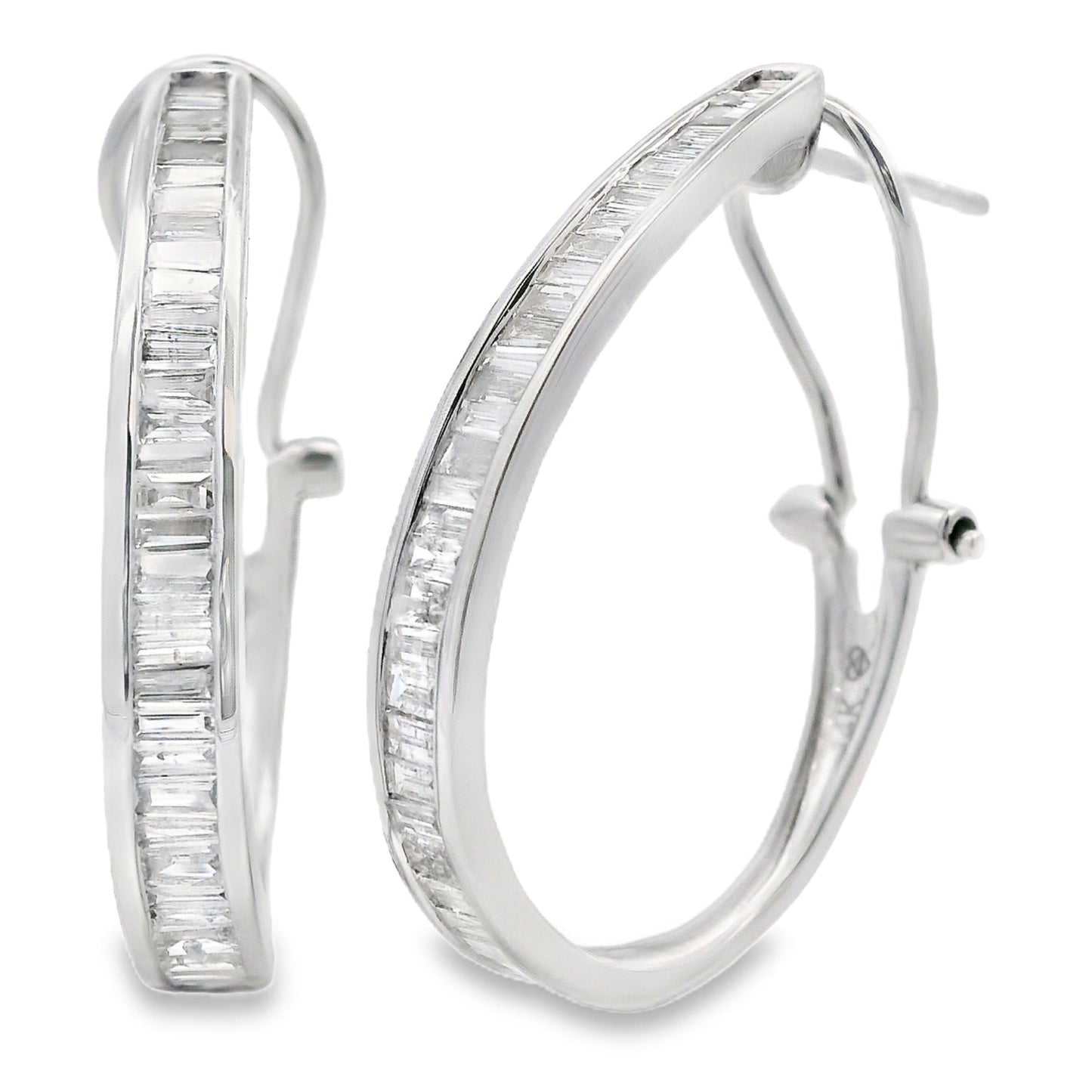 Genuine 1.00ct Diamond Hoop Earrings in 14KT White Gold
