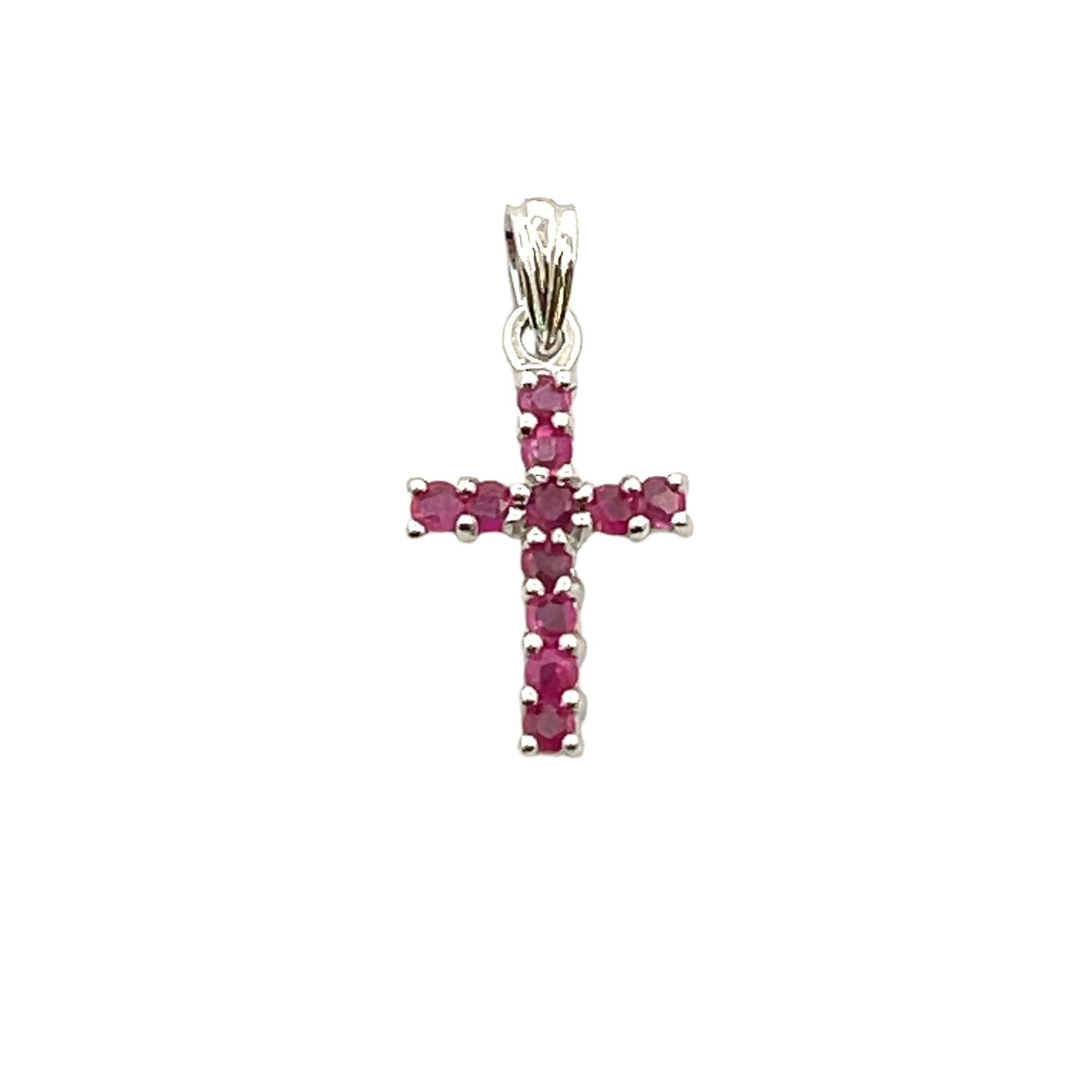 .21ct Colgante de Cruz de Rubí en Oro Blanco de 10KT