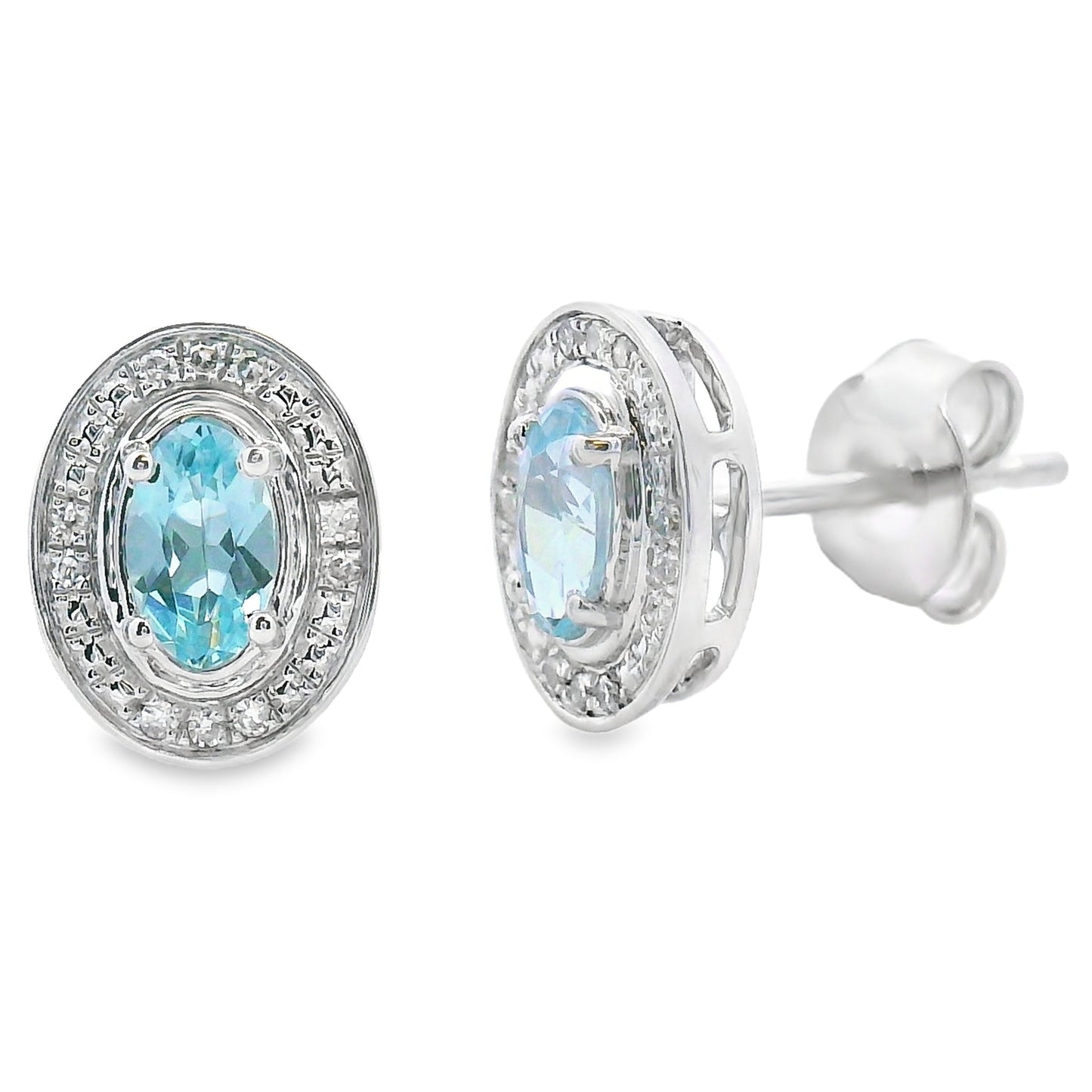 .46ct Boucles d'oreilles en diamant aquamarine en or blanc 10KT