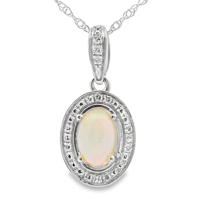 .04ct Opal Diamond Pendant in 10KT White Gold
