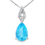 Colgante de Topacio Azul y Diamante en Oro Blanco de 10KT