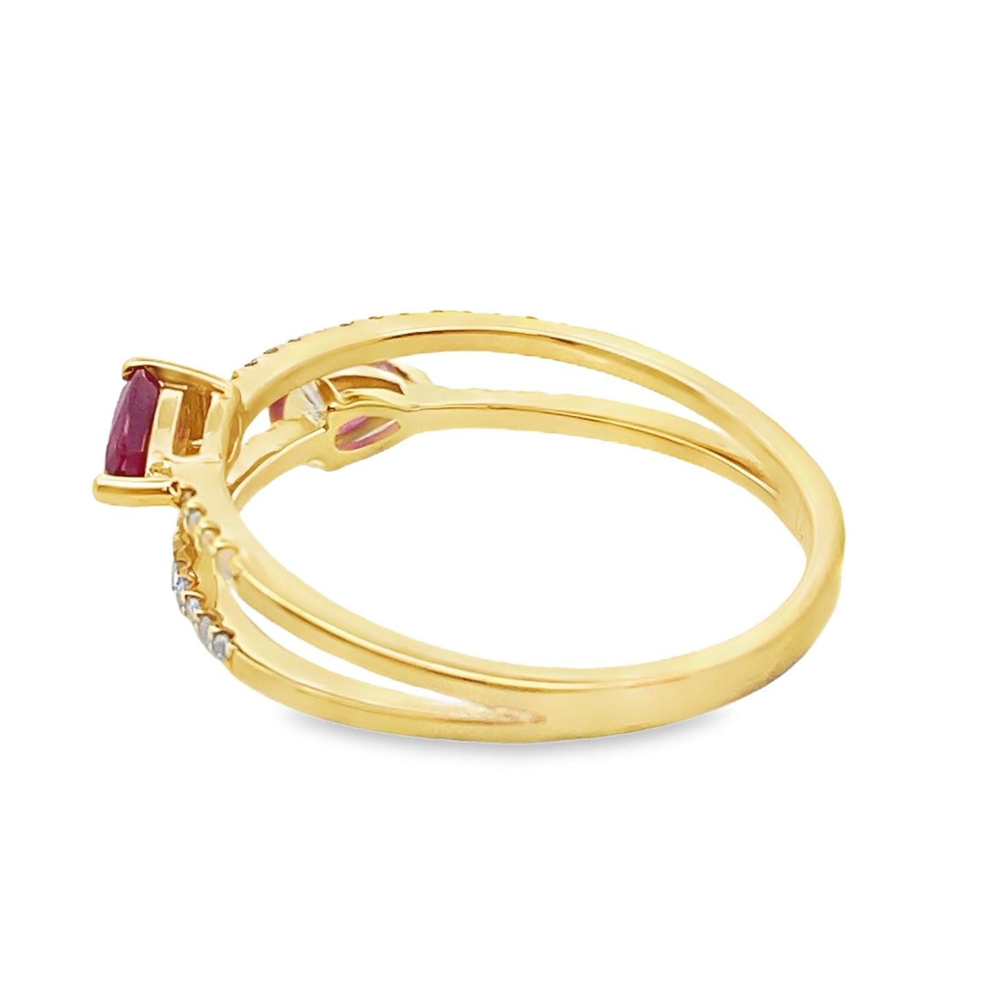 Natural .62ct Ruby and Diamond Ring in 14KT Yellow Gold