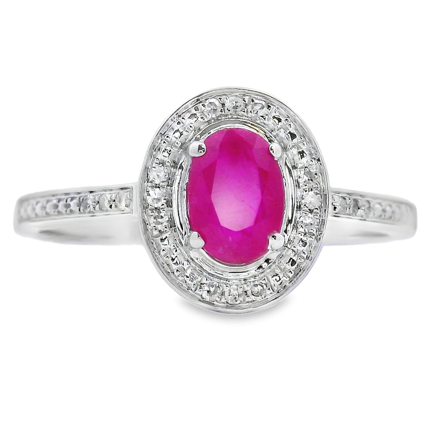 Anillo de Rubí y Diamante de 0.67ct en Oro Blanco de 10KT