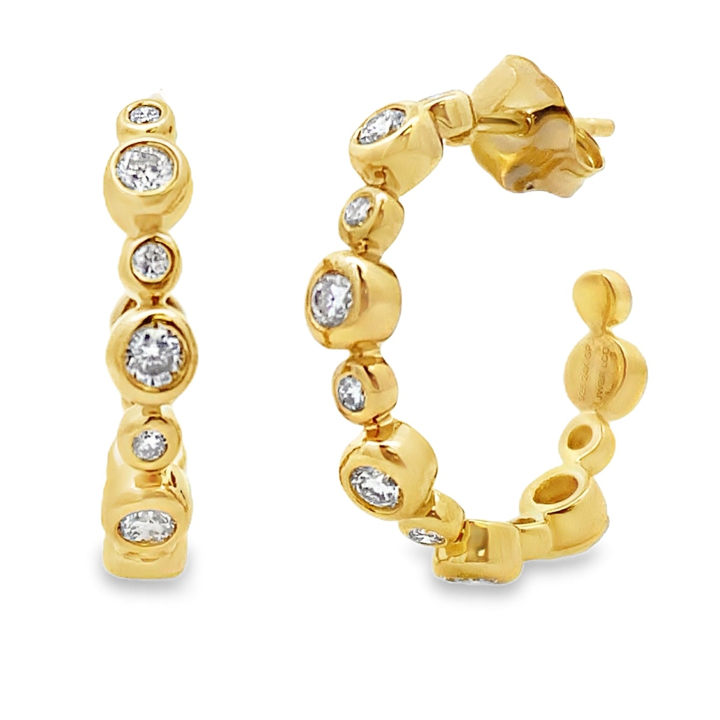 Natural .50ct Gold Plated Sterling Silver Hoop Earrings