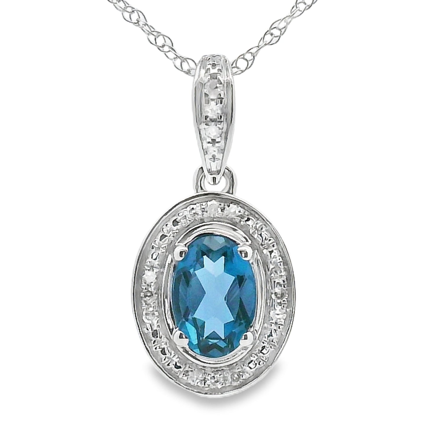 Colgante de Topacio Azul de Londres en Oro Blanco de 10KT
