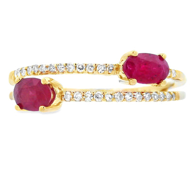 Natural .59ct Ruby Diamond Ring in 14KT Yellow Gold