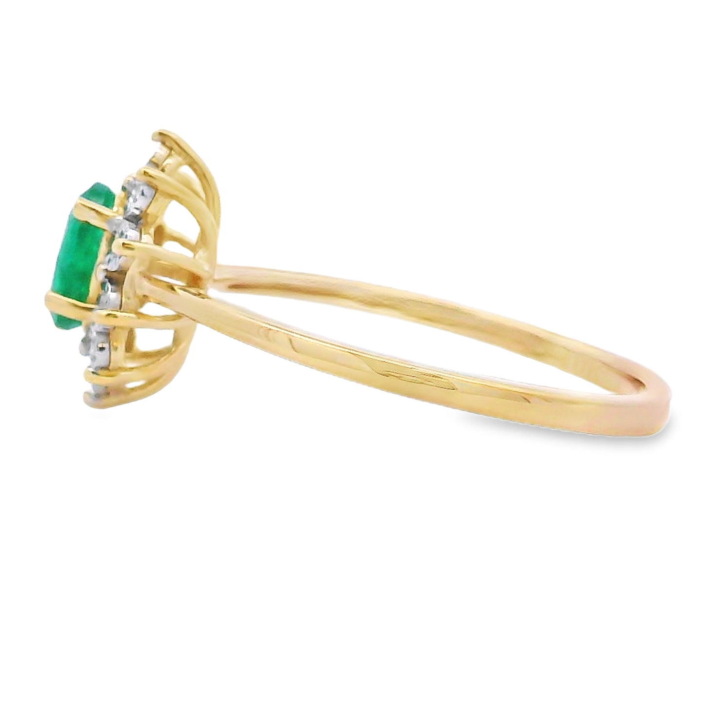 Genuine .43ct Emerald and Diamond Ring in 10KT Yellow Gold