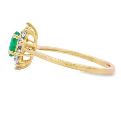 Bague en Émeraude et Diamant de 0,43 ct en Or Jaune 10KT
