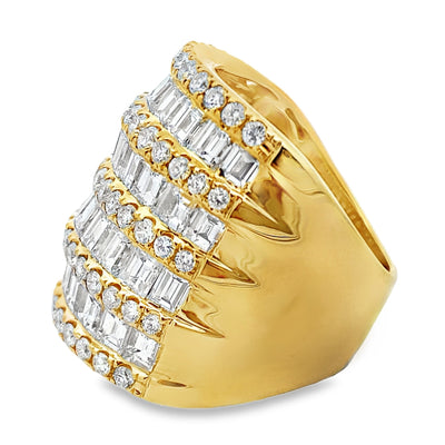 Bague en diamant véritable de 6,65 ct en or jaune 18 carats