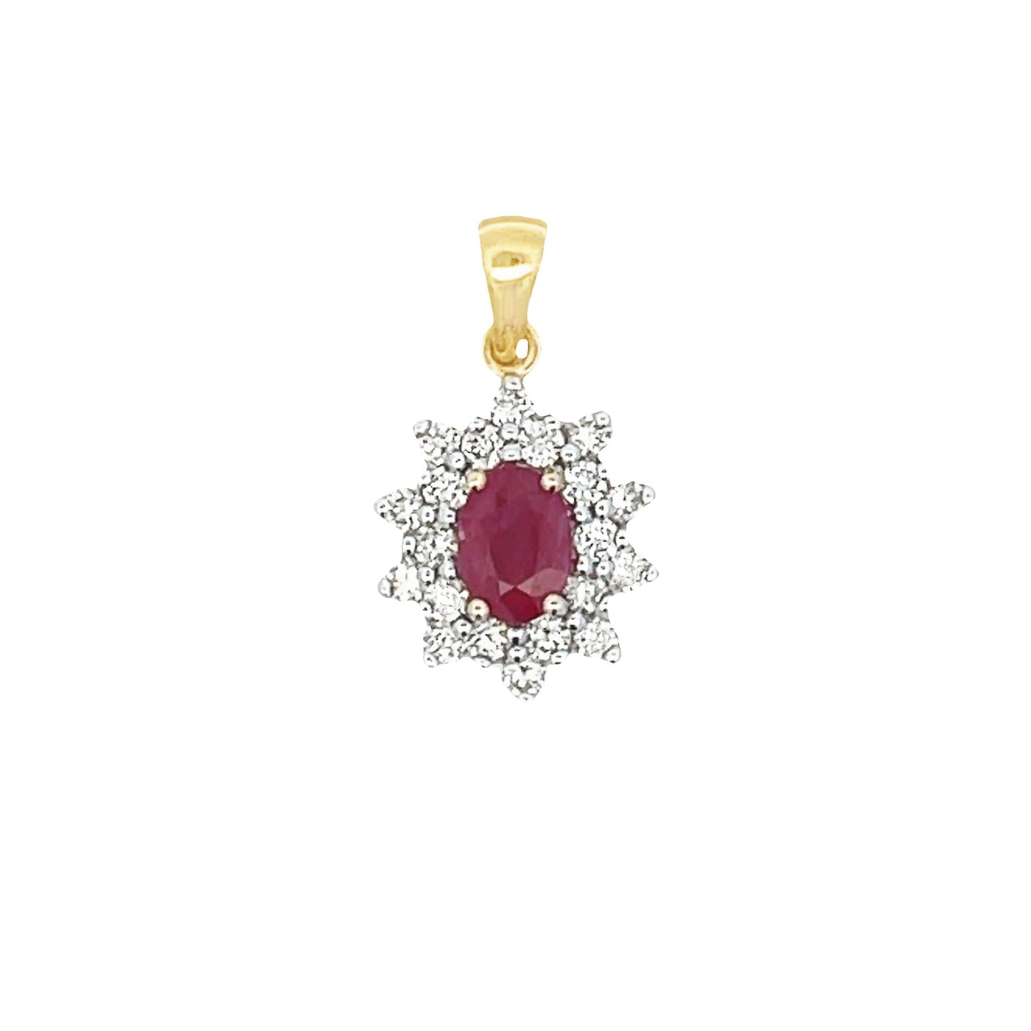 Colgante de Rubí y Diamante de 1.65ct en Oro Amarillo de 14KT