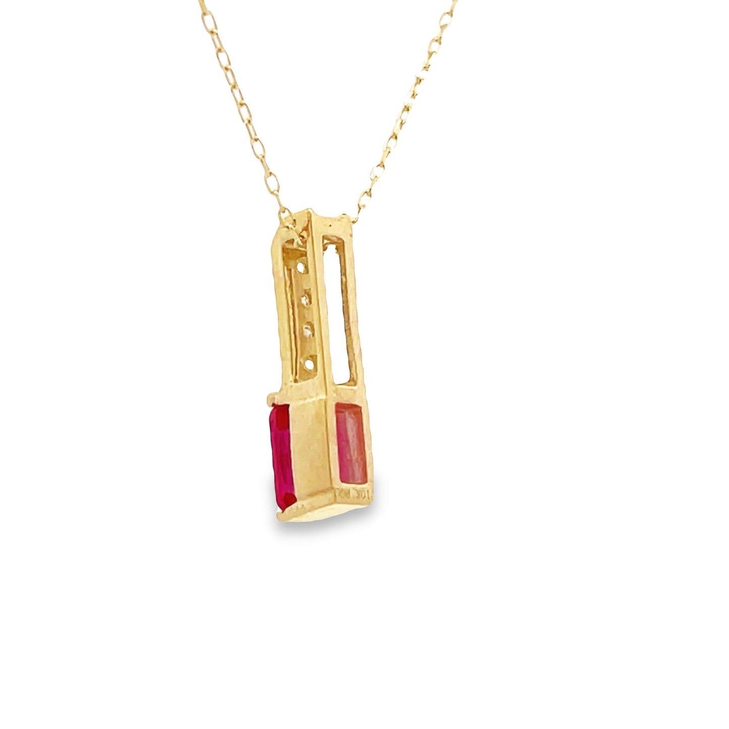 Created Ruby Diamond Fashion Pendant in 10KT Yellow Gold