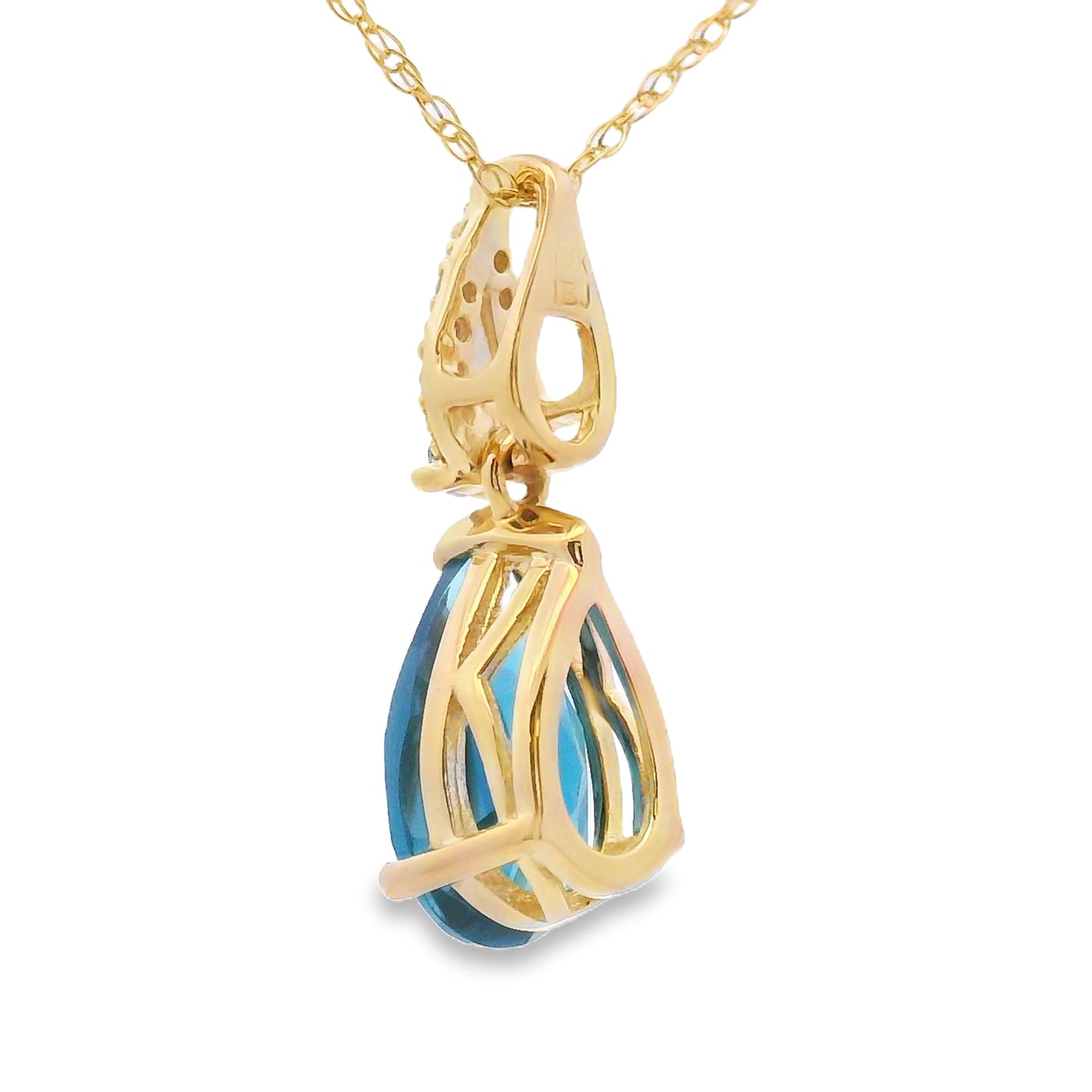 London Blue Topaz Pendant in 10KT Yellow Gold
