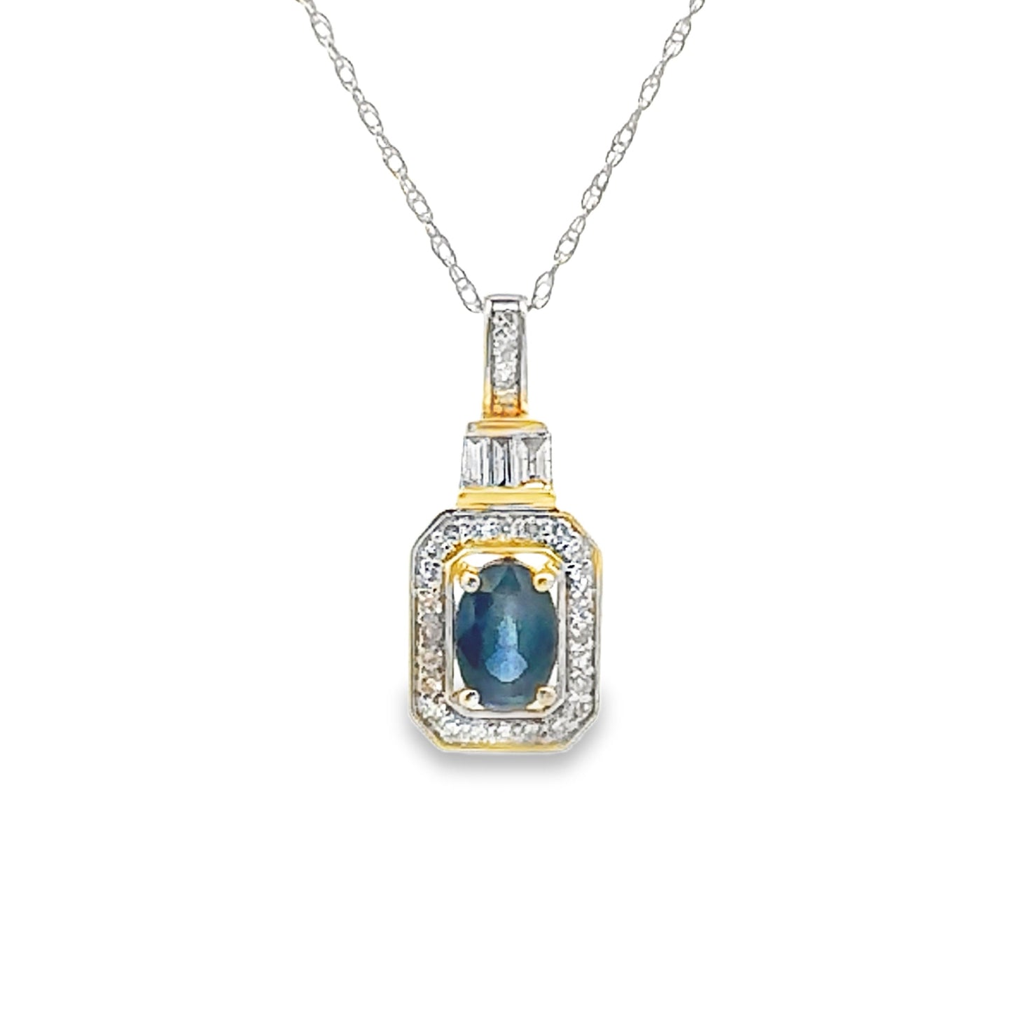 Sapphire Diamond Fashion Pendant in 14KT Yellow Gold