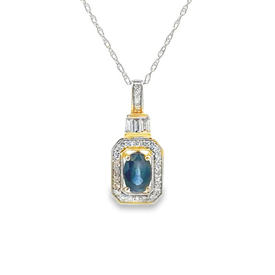Pendentif de mode en diamant saphir en or jaune 14KT