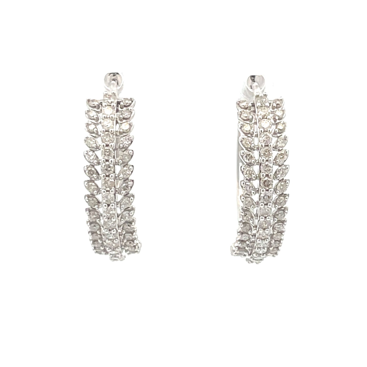 Natural 1.02ct Diamond Hoop Earrings in 10KT White Gold