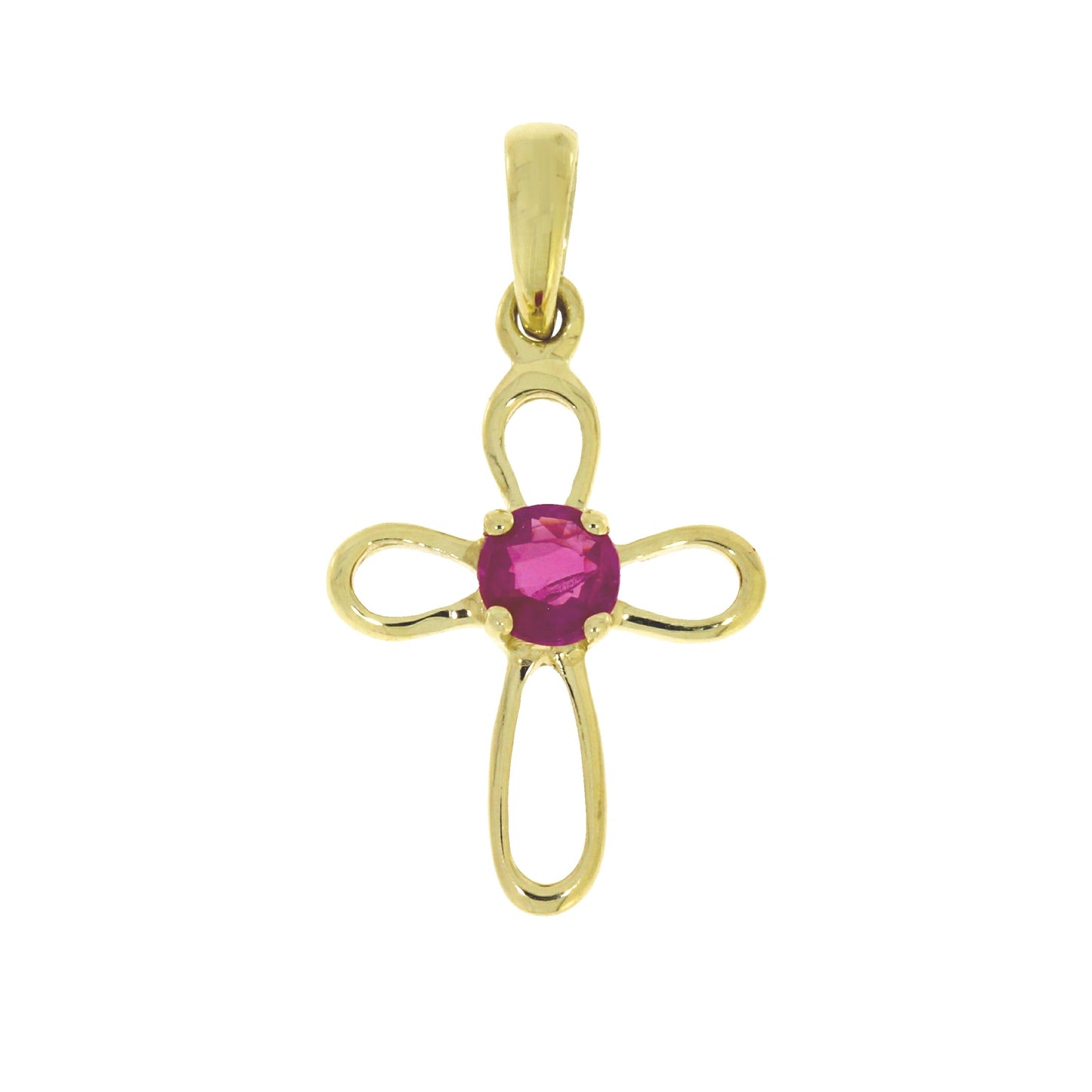 .18ct Ruby Cross Pendant in 10KT Yellow Gold