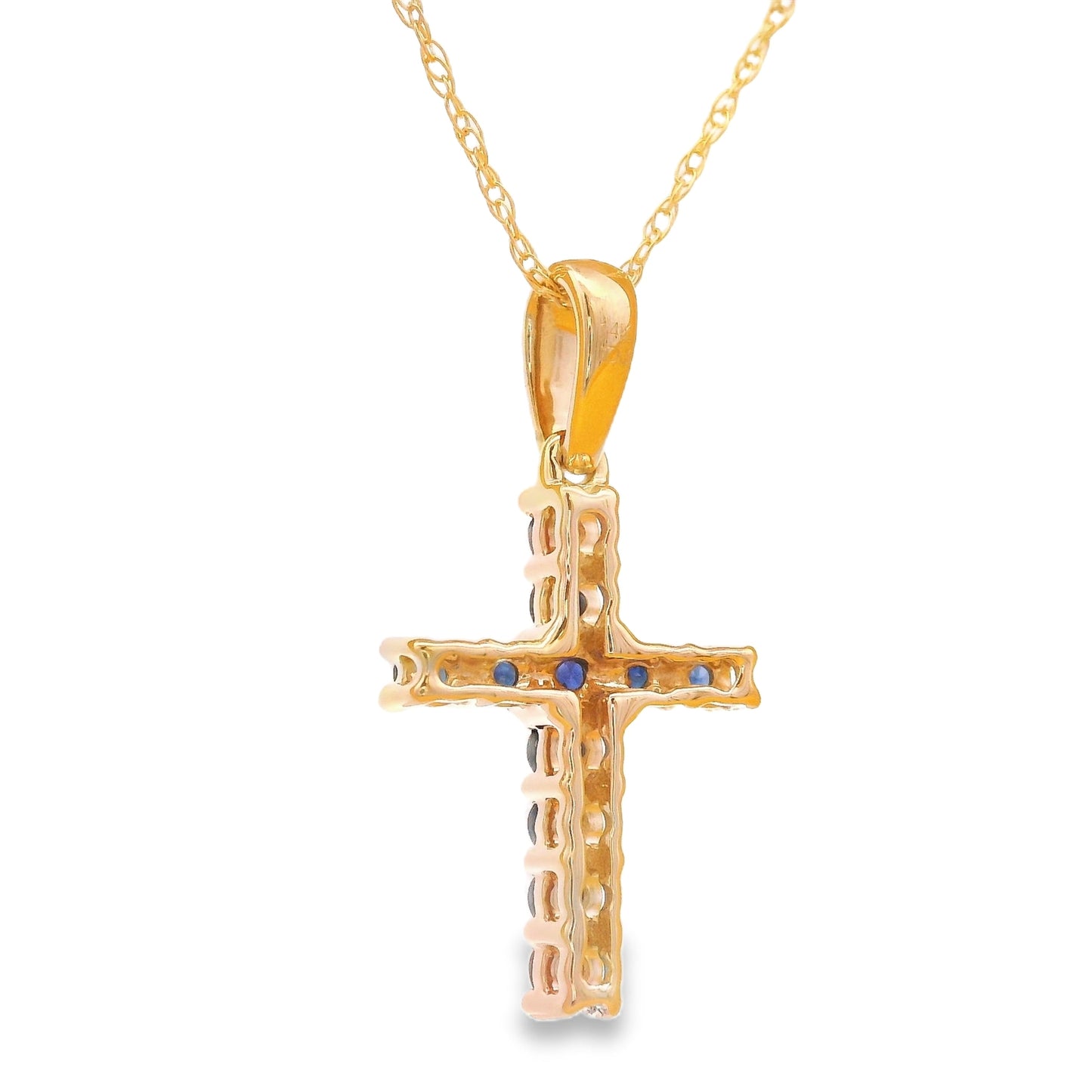 .29ct Sapphire Cross Pendant in 14KT Yellow Gold