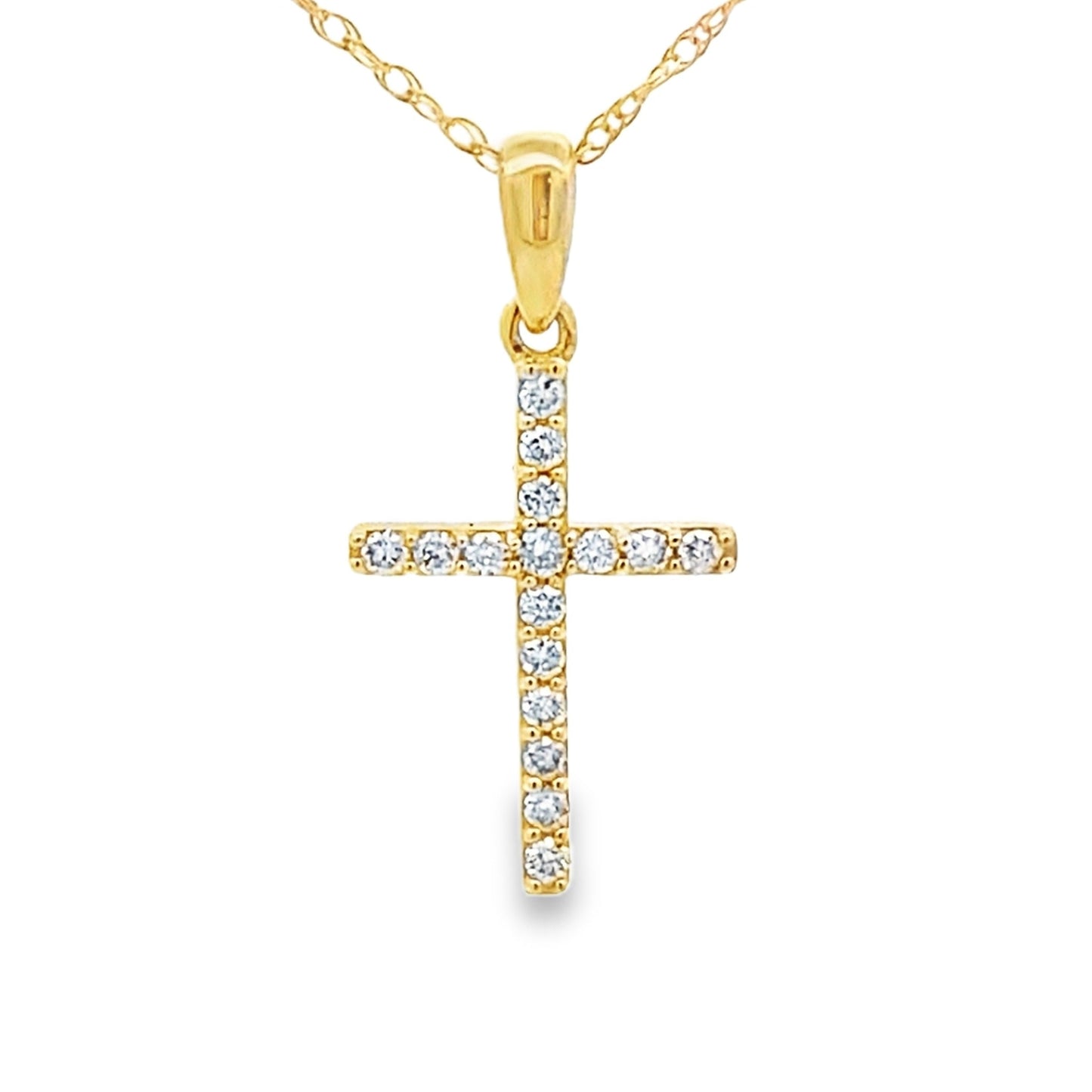 Colgante de Cruz de Diamante de 0.10ct en Oro Amarillo de 14KT