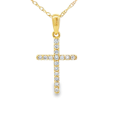 Pendentif croix en diamant de 0,10 ct en or jaune 14KT