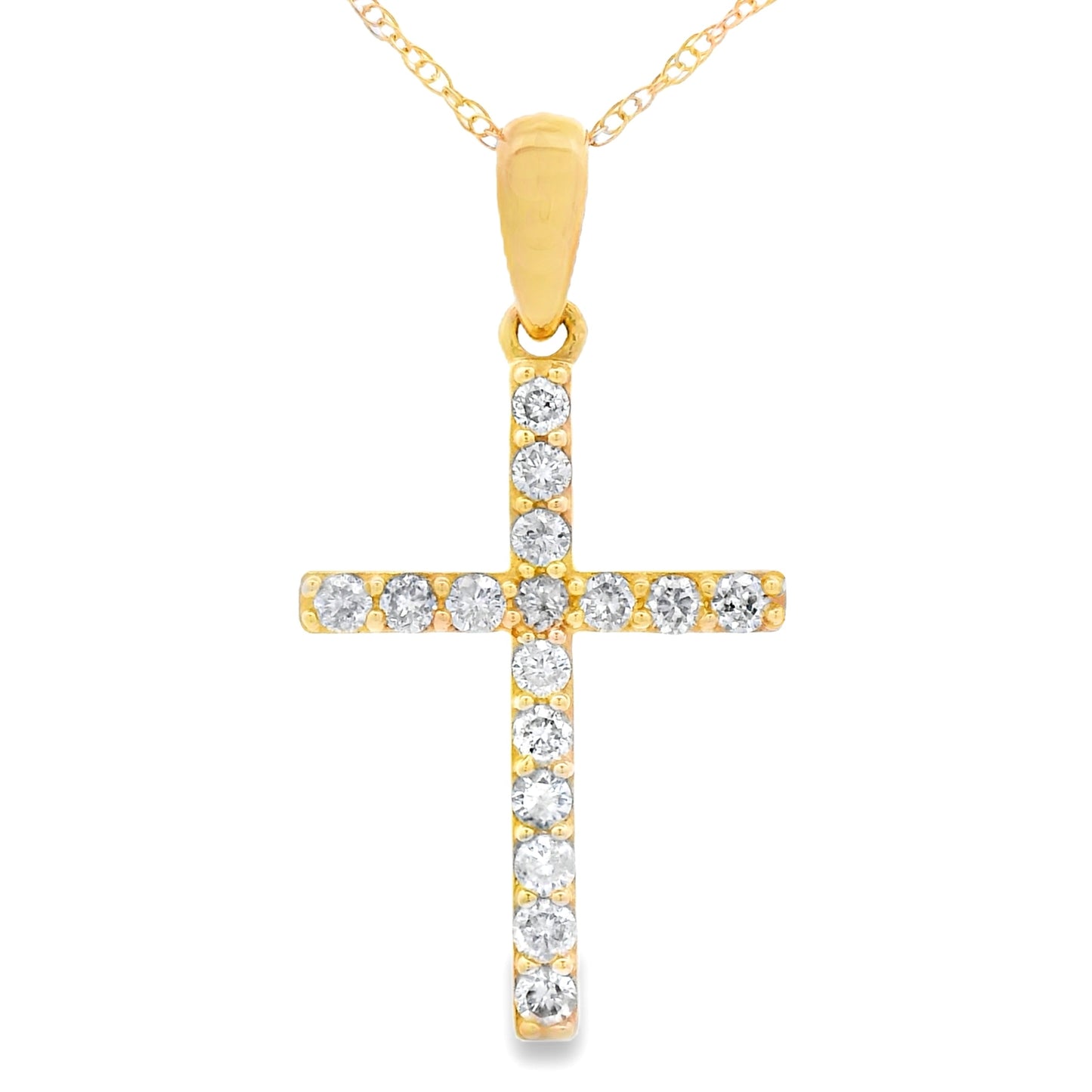 .25ct Diamond Cross Pendant in 14KT Yellow Gold