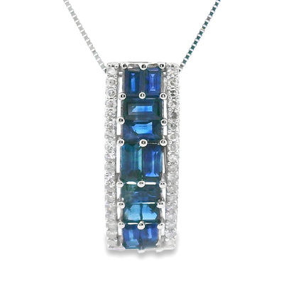 Pendentif de mode en diamant saphir en or blanc 14KT