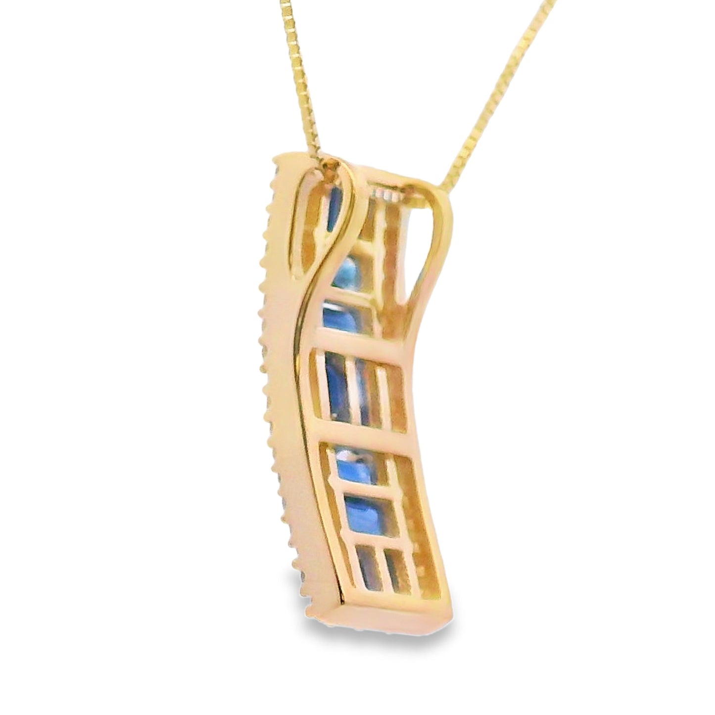 Sapphire Diamond Fashion Pendant in 14KT Yellow Gold