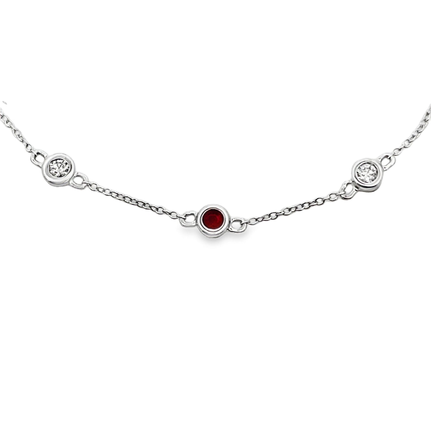 Natural Ruby and Diamond Bracelet in 14KT White Gold