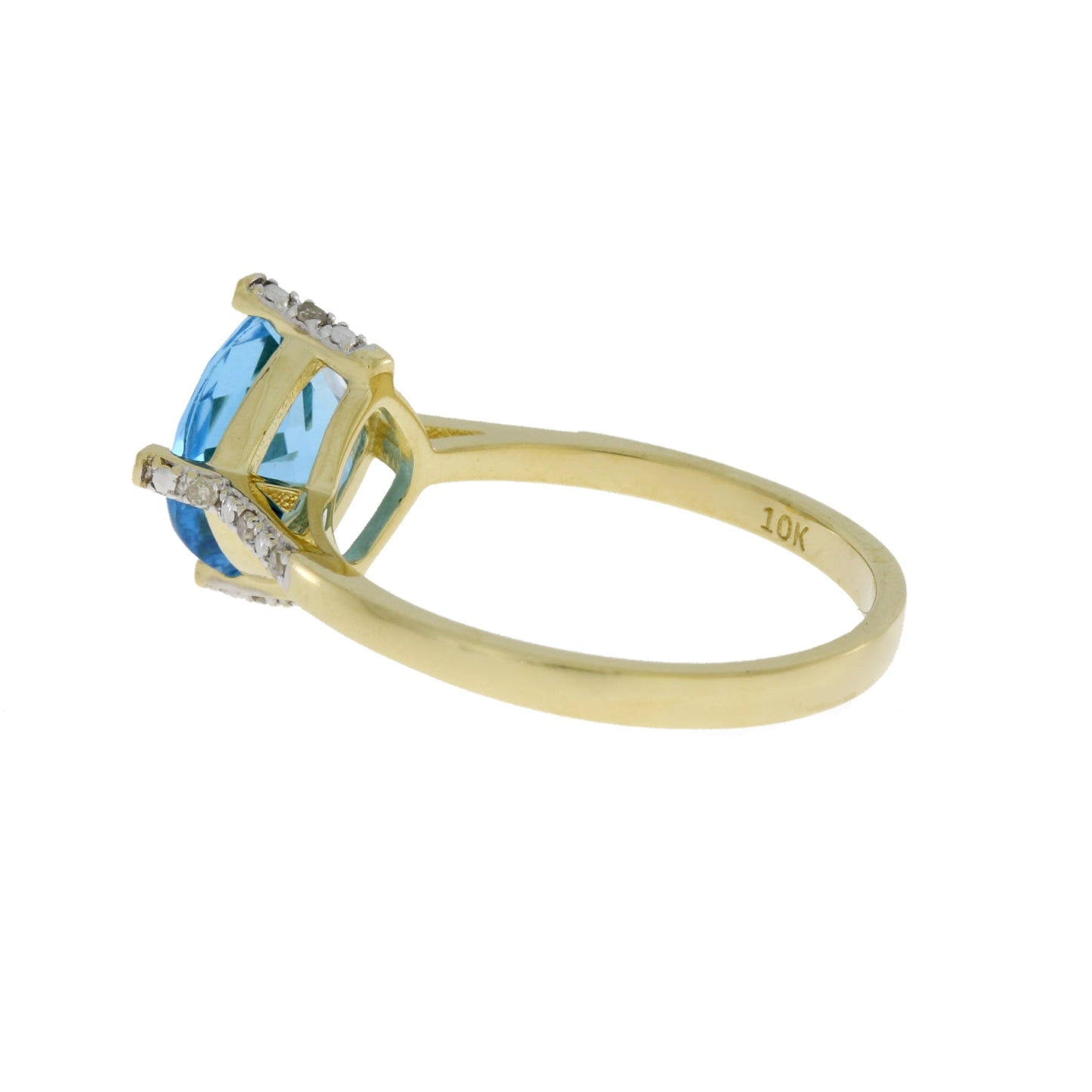 Bague en Diamant de Topaze Bleue de 1,20 ct en Or Jaune 10KT