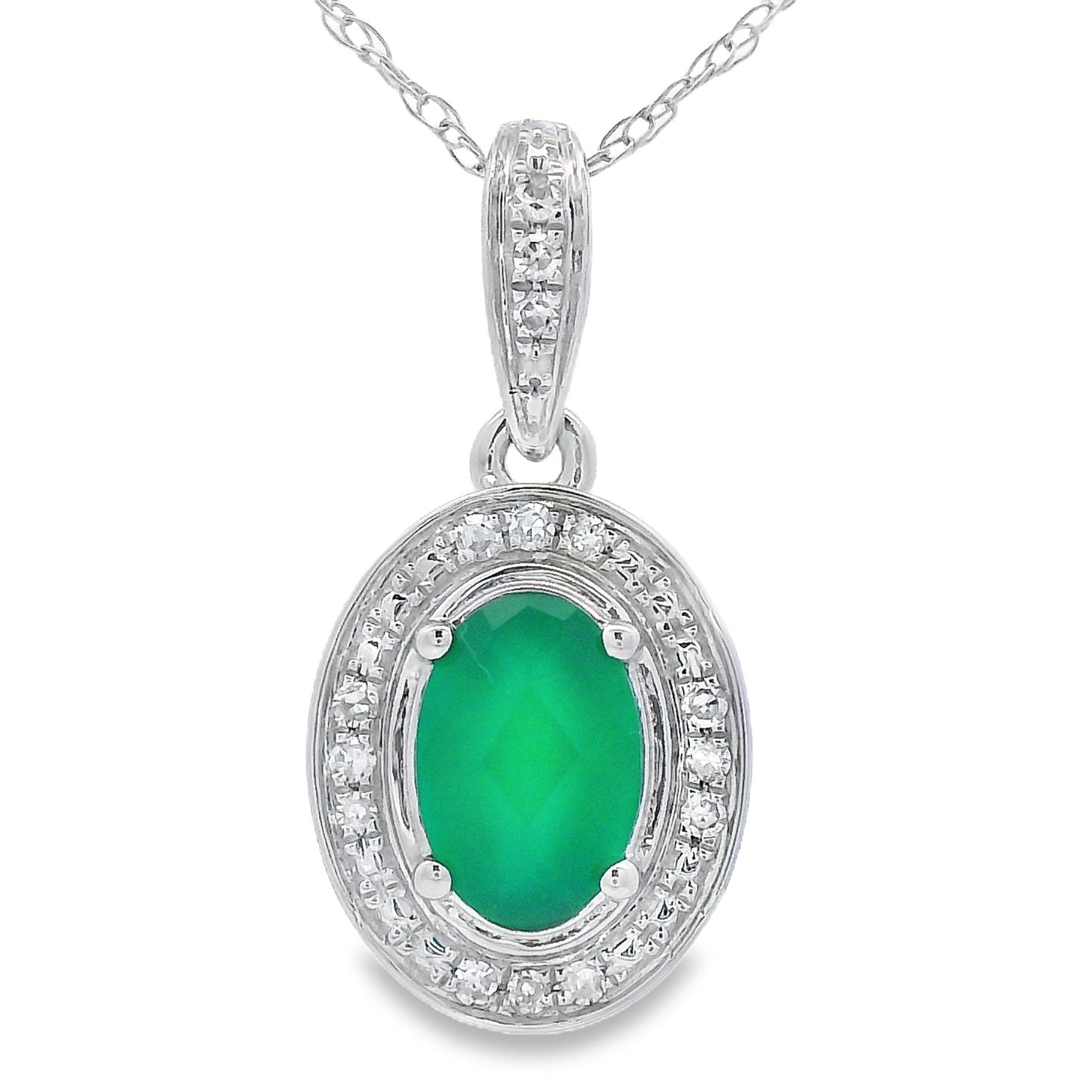 Pendentif de mode en diamant de calcédoine en or blanc 10KT