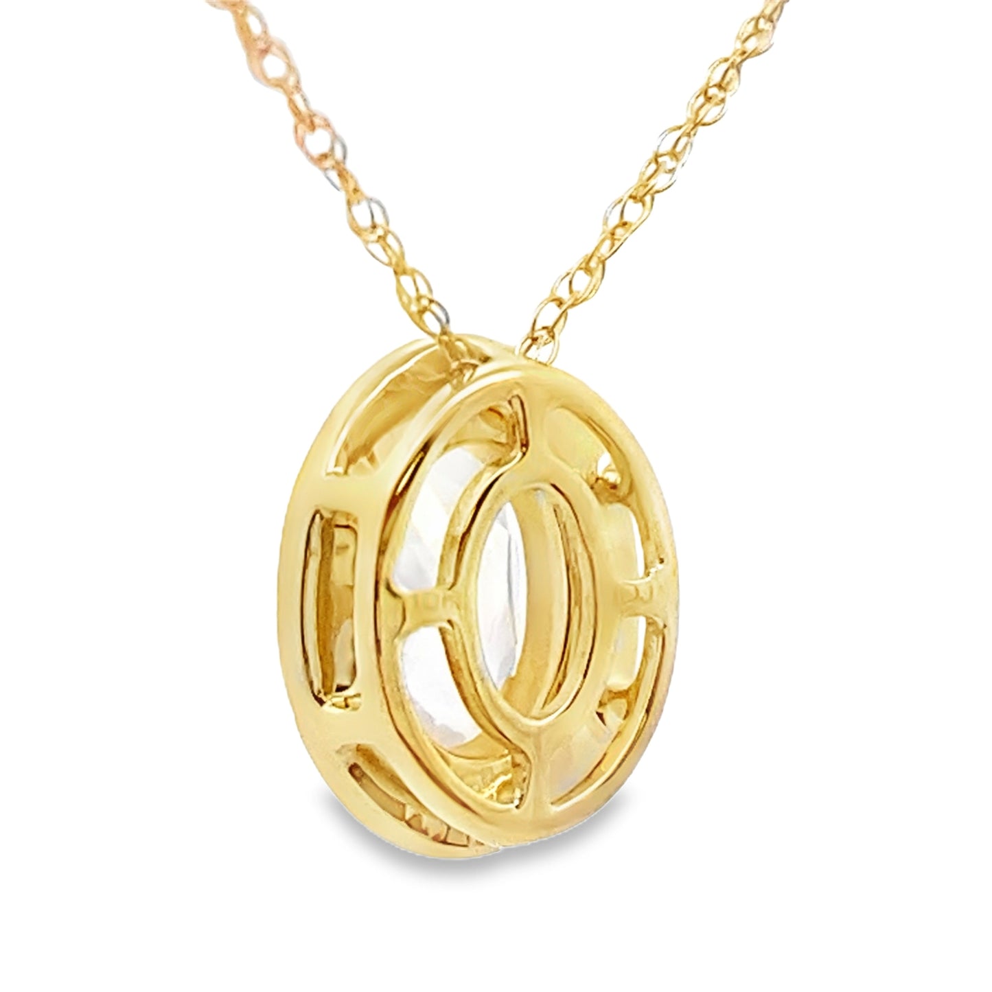Pendentif en Quartz Rose et Diamant en Or Jaune 10KT