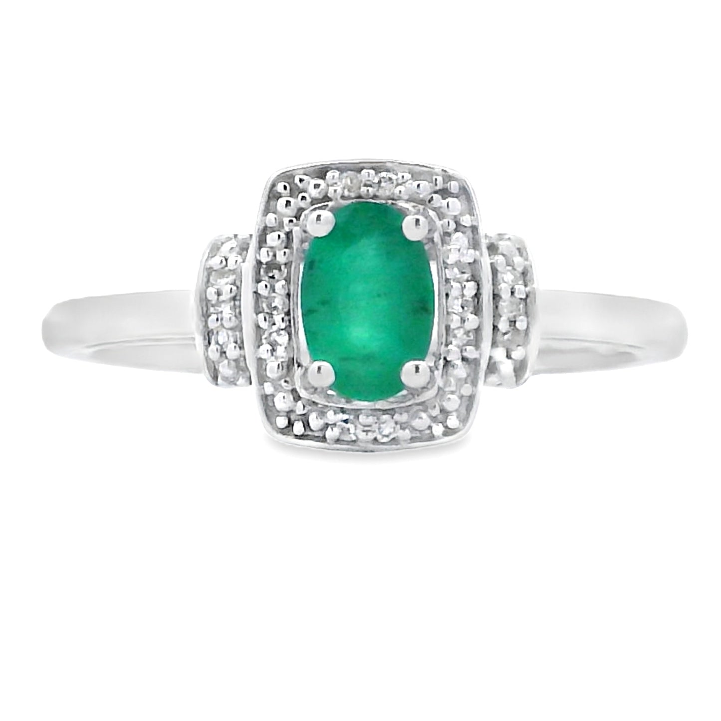 Genuine .45ct Emerald Diamond Ring in 10KT White Gold