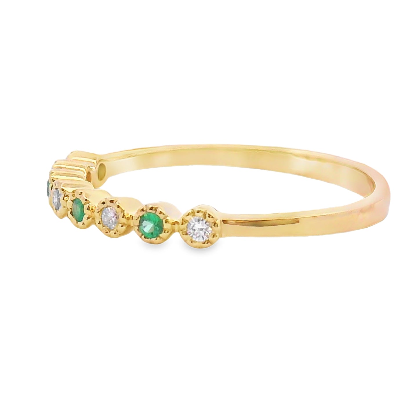 Ensemble de Bagues Empilables en Diamant Émeraude en Or Jaune 14KT
