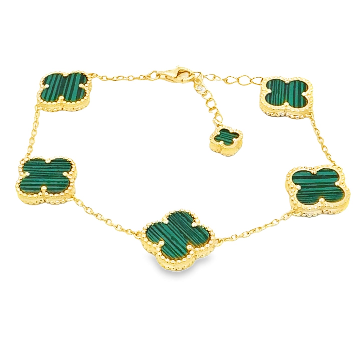 Natural Malachite Bracelet in Sterling Silver