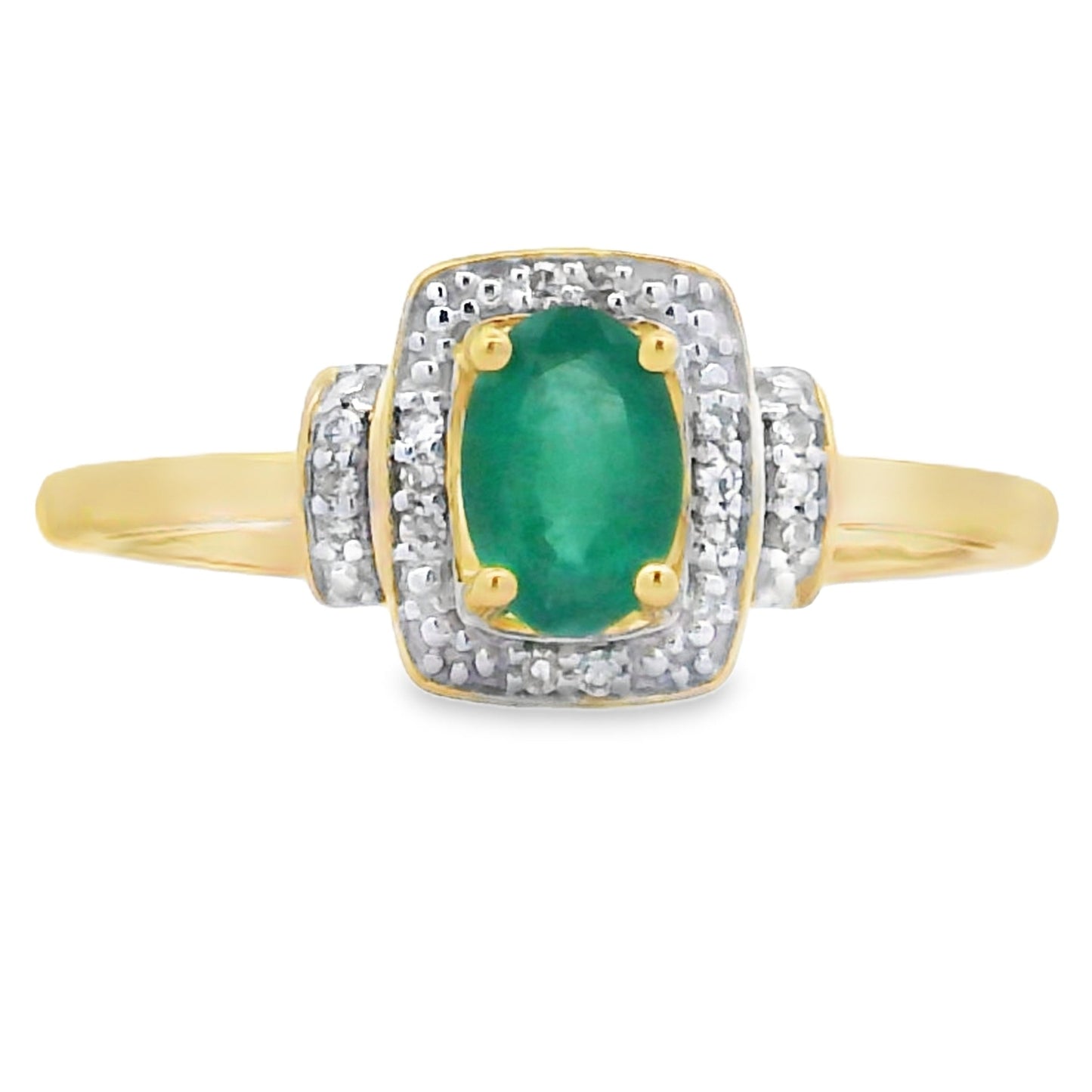 Natural .45ct Emerald Diamond Ring in 10KT Yellow Gold
